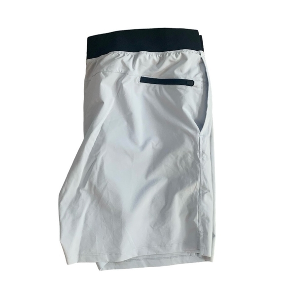 Mens Swim Trunks FABLETICS The Franchise Shorts Light Grey Black Athletic Shorts - Picture 9 of 10